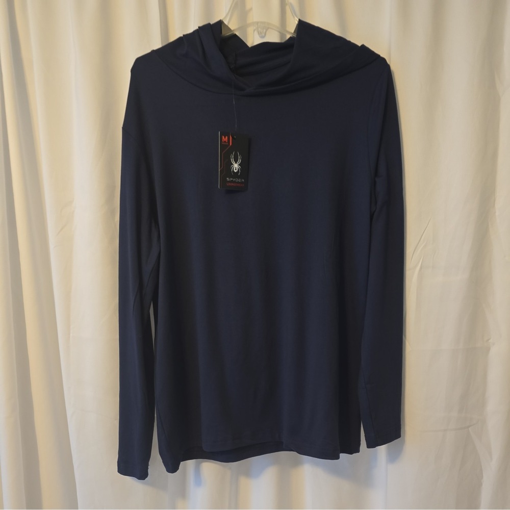 Spyder Men's Hooded Long Sleeve Tee Navy Loungewear Size Medium NWT